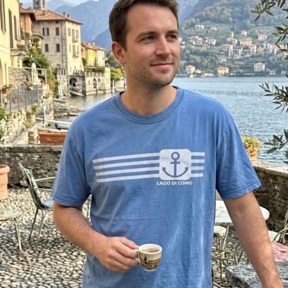 Italia Mania Lago Di Como Anchor Graphic T-Shirt Blue XL Italian Sizing